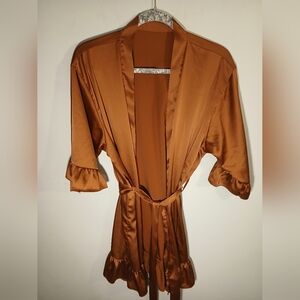 Luxurious Satin Robe in Warm Brown